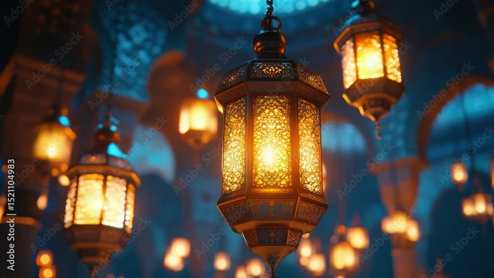 Poster string lights hung from a ceiling, creating a cozy ambiance