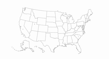 Obraz premium Blank Outline Map of United States of America for Educational Purposes