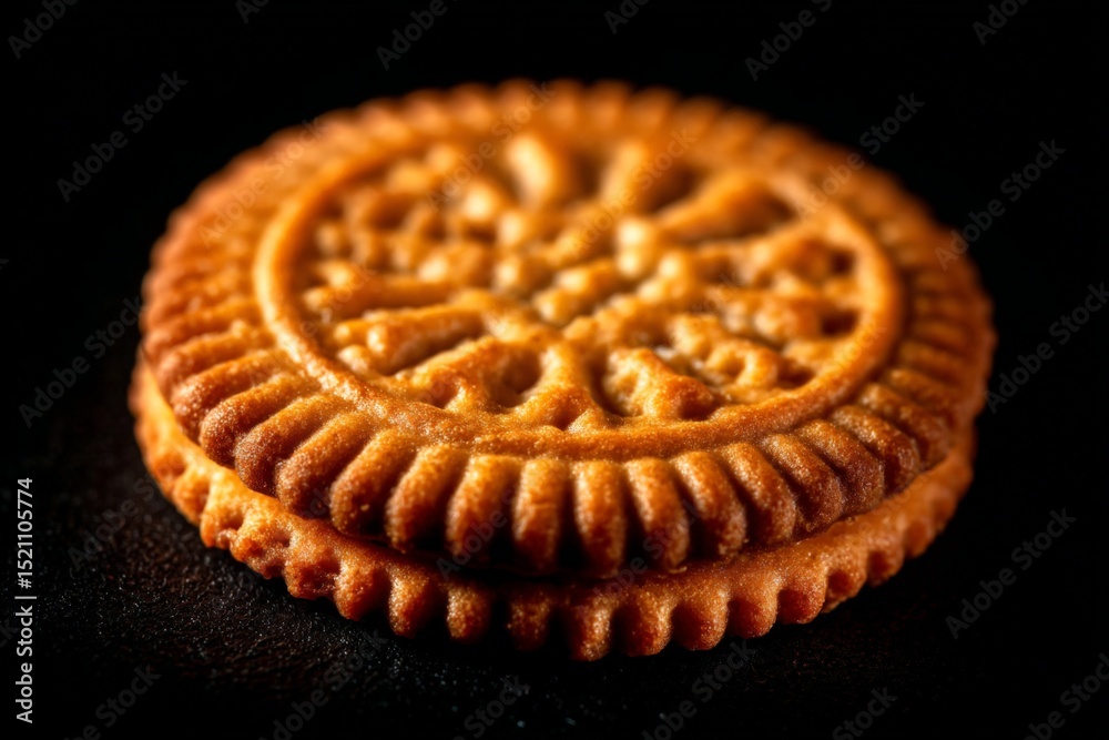 Aufkleber delicious golden cookie with intricate design placed on a dark background