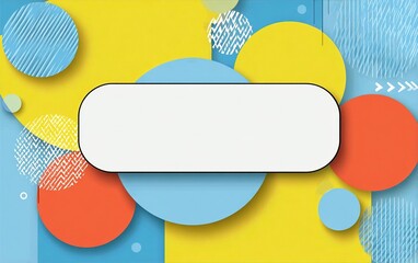 Modern UI/UX banner template with geometric blue-yellow background, empty text area, touch screen arrow customization for social media advertising, flat vector illustration.