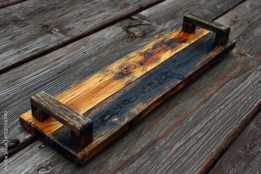 Aufkleber handcrafted wooden serving platter with unique design and sturdy handles for dining or display