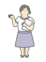 案内をする美容部員の女性イラスト