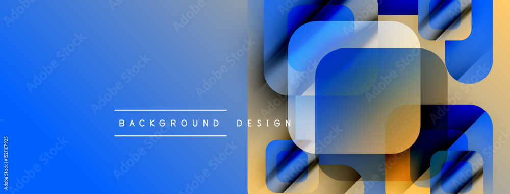 Aufkleber Abstract blue gradient background. Overlapping squares create modern design. Text reads background design. Simple, clean aesthetic.