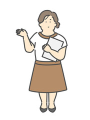 案内をする美容部員の女性イラスト