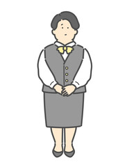 案内係をする女性　ビジネスイラスト