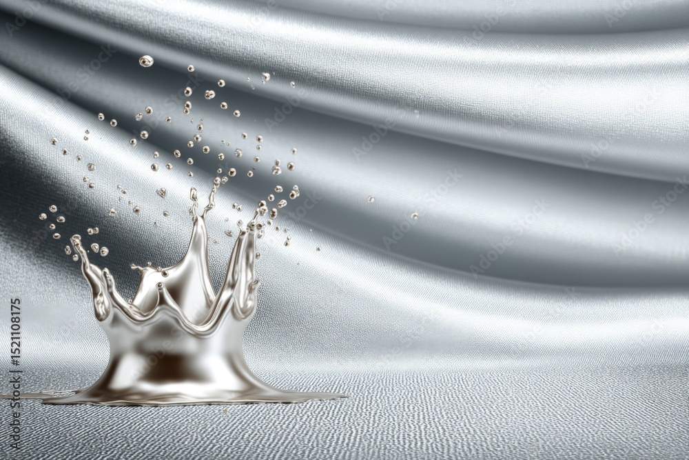 Leinwandbilder metallic splash captures dynamic movement on smooth silver surface in artistic display