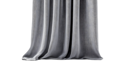 Elegant Grey Curtains Drape Texture Fabric Design isolated on transparent background