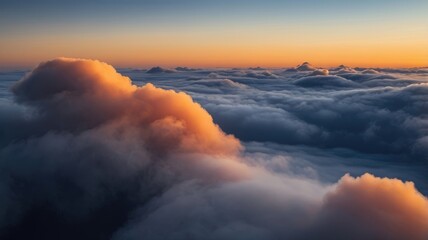 Fototapeta premium Aerial Sunset Cloudscape at Golden Hour