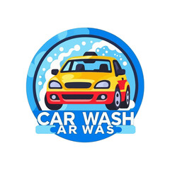 Obraz premium Car-Wash-Cartoon-Illustration-Clean-Vehicle-Design