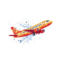 Fototapeta premium Airplane-Watercolor-Flight-Illustration-Travel-Concept