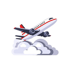 Airplane-Taking-Off-With-Clouds-Illustration