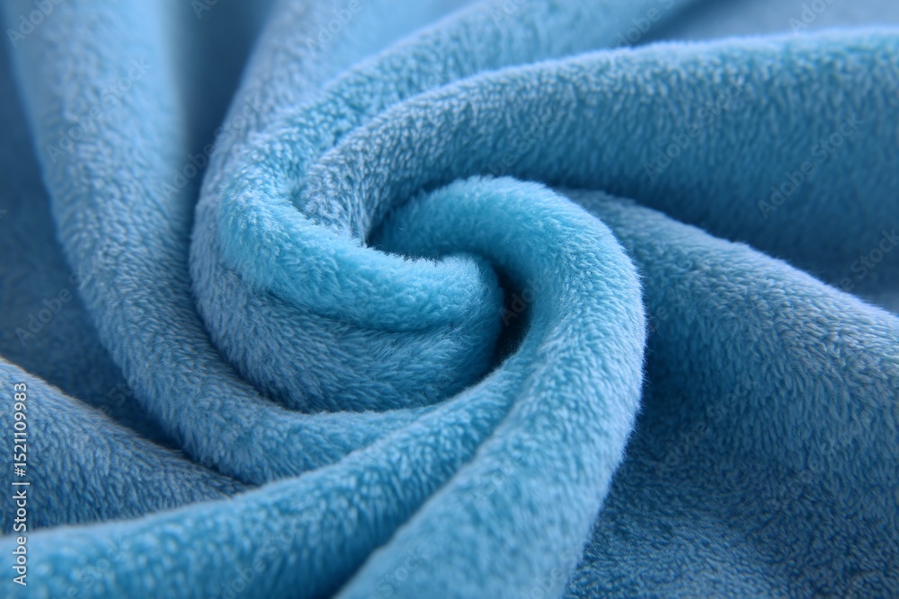 Poster soft blue fabric in a gentle swirl showcasing texture and color in natural light