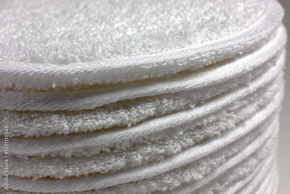 Aufkleber Soft white towels stacked neatly in a bathroom setting, perfect for guest use and daily routines near the sink
