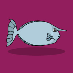 unicorn fish illustration with purple background