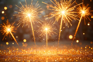 Colorful firework with bokeh background. New Year celebration, Abstract holiday background