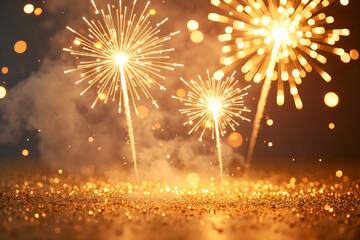 Colorful firework with bokeh background. New Year celebration, Abstract holiday background