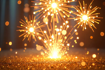 Colorful firework with bokeh background. New Year celebration, Abstract holiday background