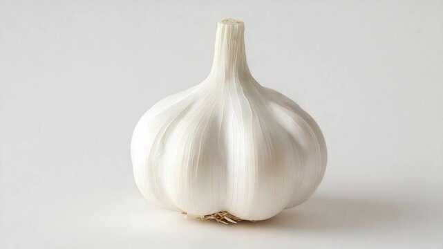 Fresh White Garlic Clove Isolated on Minimal White Background for Culinary and Food Photography