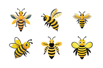 Honey Bee Set Vector Illustration