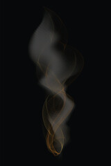 Naklejka premium Abstract Golden Smoke Flame with Glowing Curves and Dynamic Light Trails on Black Background