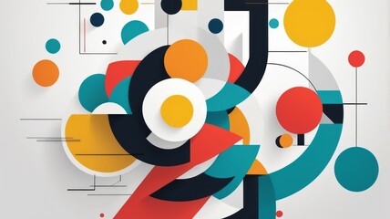 Obraz premium Digital abstract illustration of interlocking graphical geometrical shaped objects, background