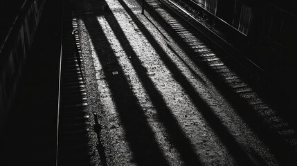 Obraz premium Striking Shadows on Railway Tracks