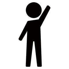 左手を高く上げる人のピクトグラム・アイコン