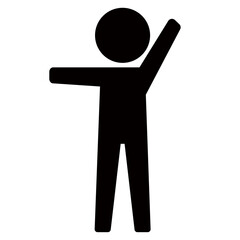 左手を高く、右手を中くらいに上げる人