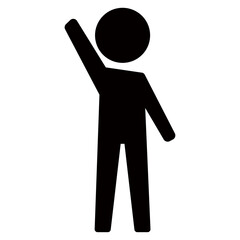 右手を高く上げる人のピクトグラム・アイコン