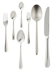 Silver cutlery cut out isolated transparent background