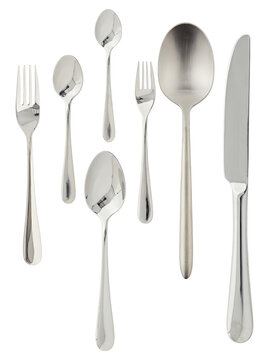 Silver cutlery cut out isolated transparent background