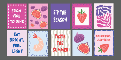 Summer Market Bistro Banner with Bright Fruits and Veggies. Designed with a handpicked, rustic style and modern typography. Great for summer food promotions, menu boards, and wellness campaigns.