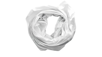 Elegant White Fabric Swirl Abstract Texture Background isolated on transparent background