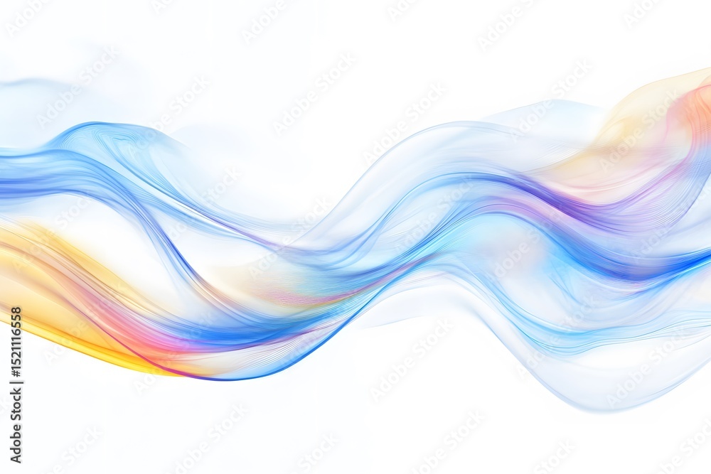 Fototapete Colorful background with flowing waves on white background, creating an abstract and dynamic design element.