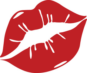 Passionate Red Lips: A Bold Kiss Mark