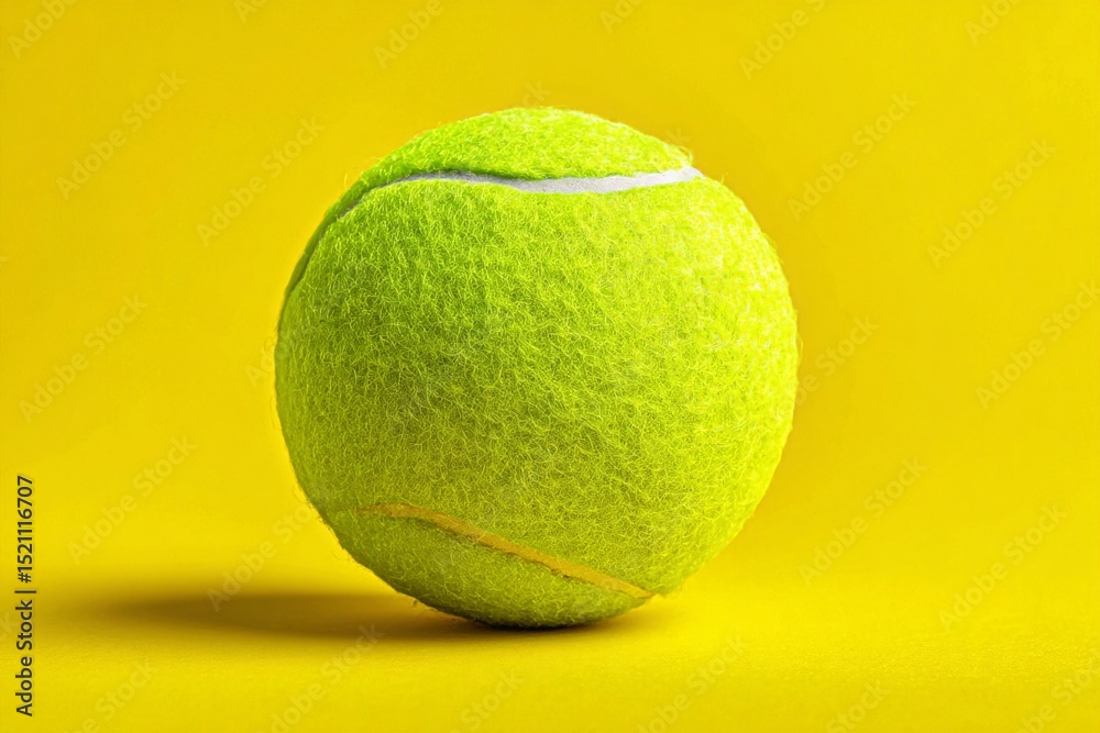 Poster bright yellow tennis ball resting on a vibrant background captures attention in a simple yet playful