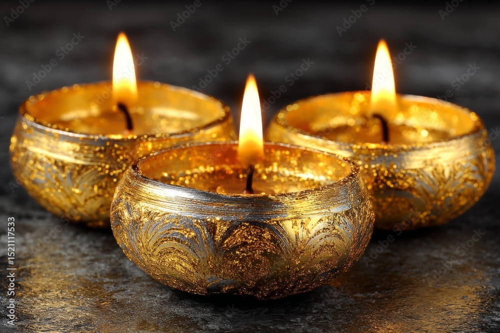 Poster elegant decorative candles glowing warmly in a cozy setting on a dark background during an evening g