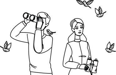 forest birdwatching vector