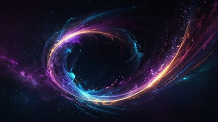 Vivid abstract swirl of energy in the dark void, background