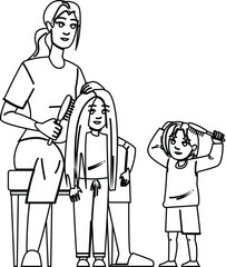 knots brushing child hair vector