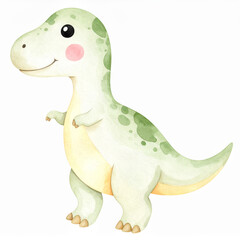 Fototapeta premium Cute Dinosaur Isolated On White Background In Watercolor