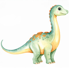 Naklejka premium Cute Dinosaur Isolated On White Background In Watercolor