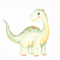 Naklejka premium Cute Dinosaur Isolated On White Background In Watercolor