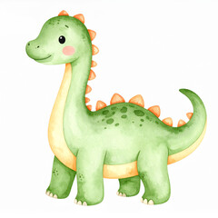 Fototapeta premium Cute Dinosaur Isolated On White Background In Watercolor