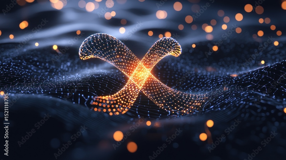 Aufkleber Digital rendering showcasing intertwined glowing network over wavy backdrop