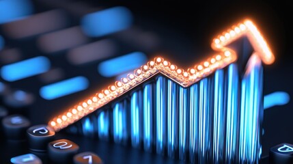 Obraz premium Upward trending chart arrow represents positive growth or success