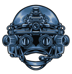 Tactical helmet military with a night vision scope premium quality vector illustration  © DaniArianto 