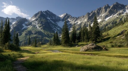 Naklejka premium Mountain valley landscape scenic view
