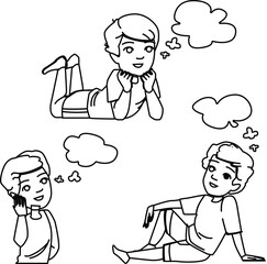 fun dreaming kid boy vector