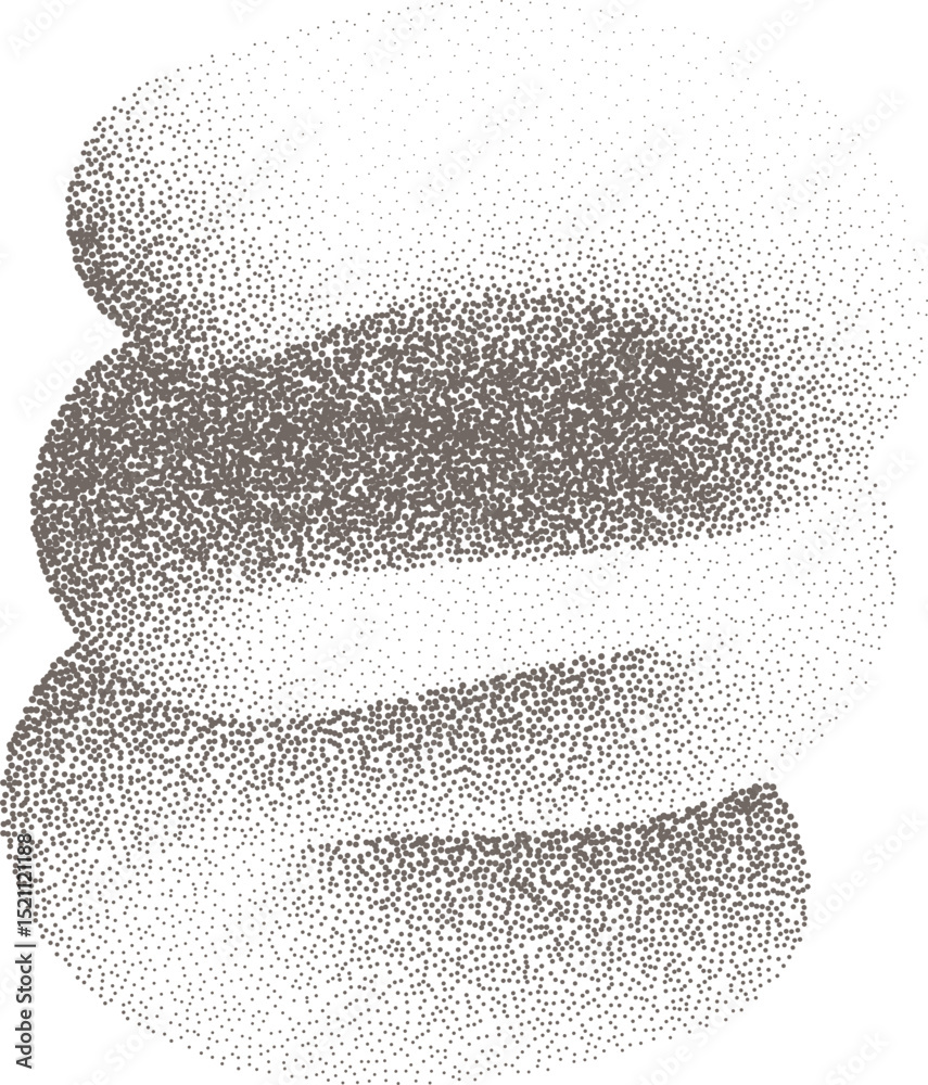 Poster abstract line shape. 3d wavy element with noisy fluid effect. grainy spiral with gradient stipple sa